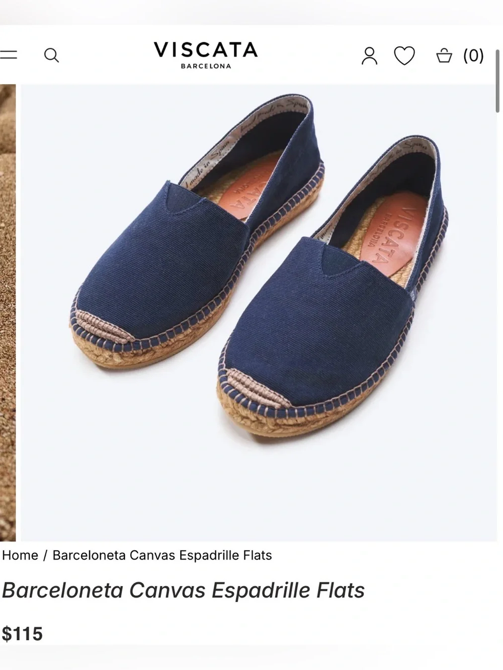 Viscata Barceloneta Navy Canvas Espadrille Flats